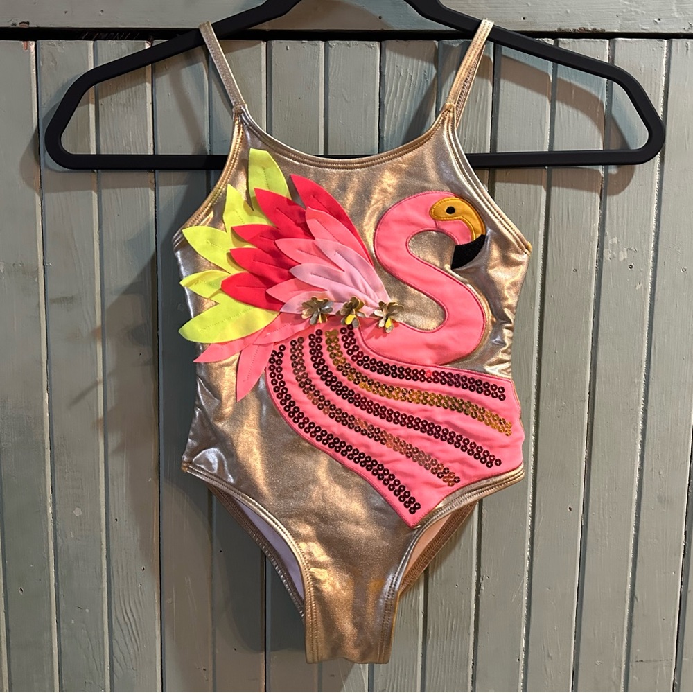 Peek Toddler Aren't You Curious Kids' Flamingo Metallic One-Piece Swimsuit